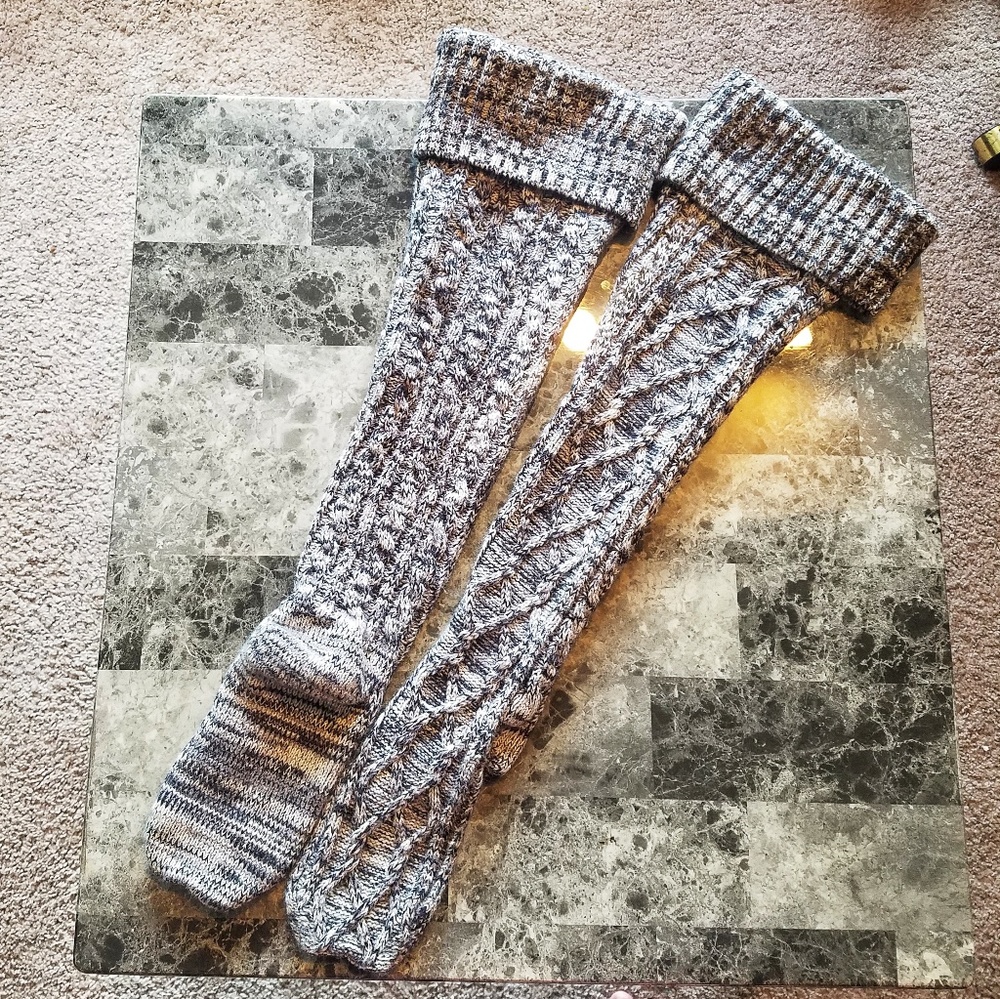 WIDE CALF Cable Knit Knee-High Sweater Socks
